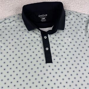 Good Good Golf Polo Mens Large Short Sleeve Shirt light Mint & Black Performance